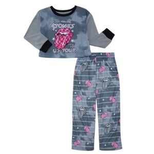 The Rolling Stones Girls M (7-8) Long Sleeve Top and Pants Pajama Set, 2-Piece